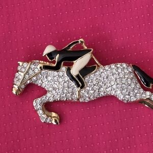 Horse and Rider Rhinestone Brooch